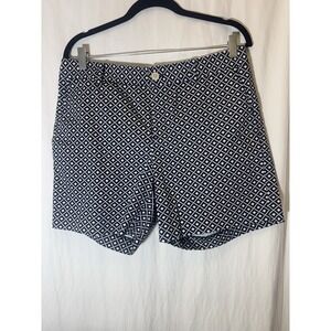 Chaps Womens Geometric Bermuda Short Size 12P Blue White Summer Nautical‎ V31